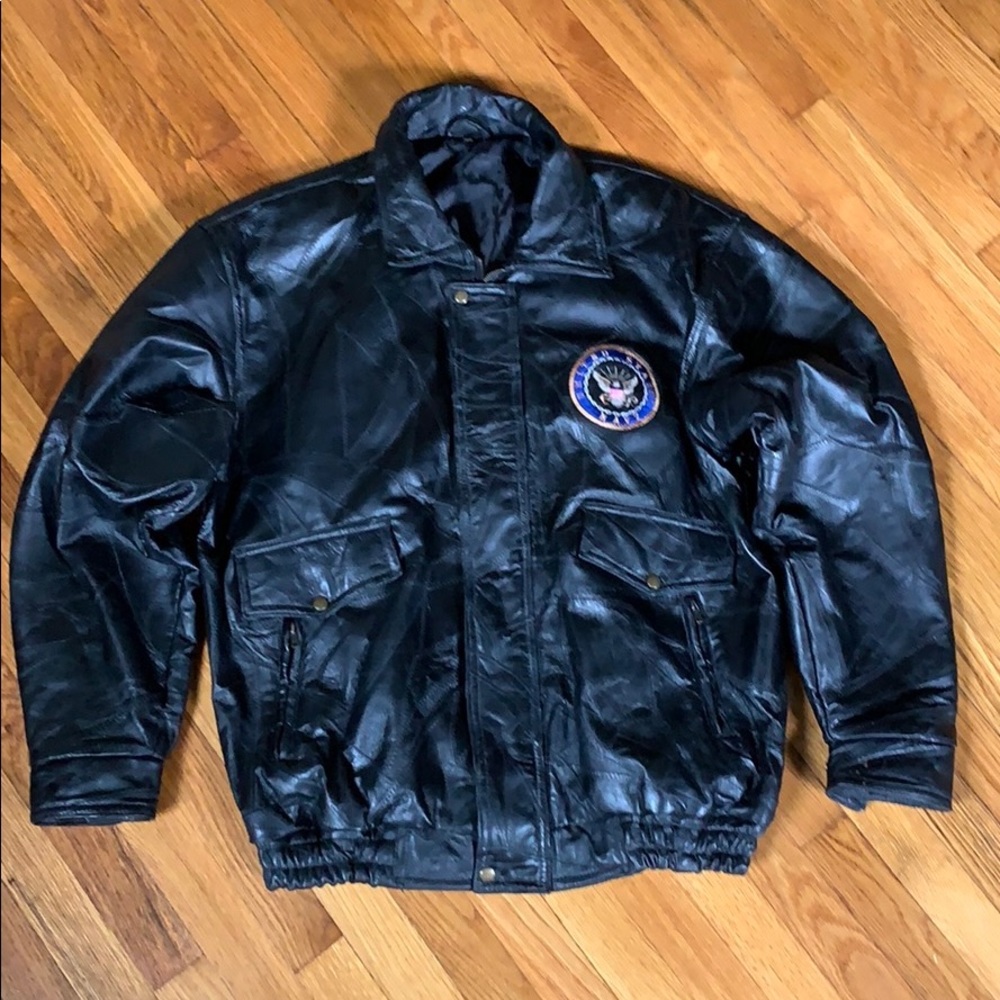 XXL Vintage Leather Jacket US Navy